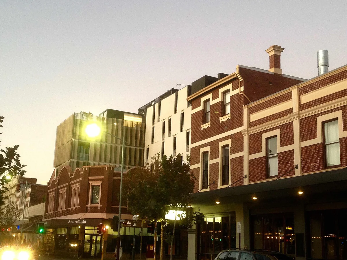 Two-storey heritage shopfronts on William Street, Northbridge